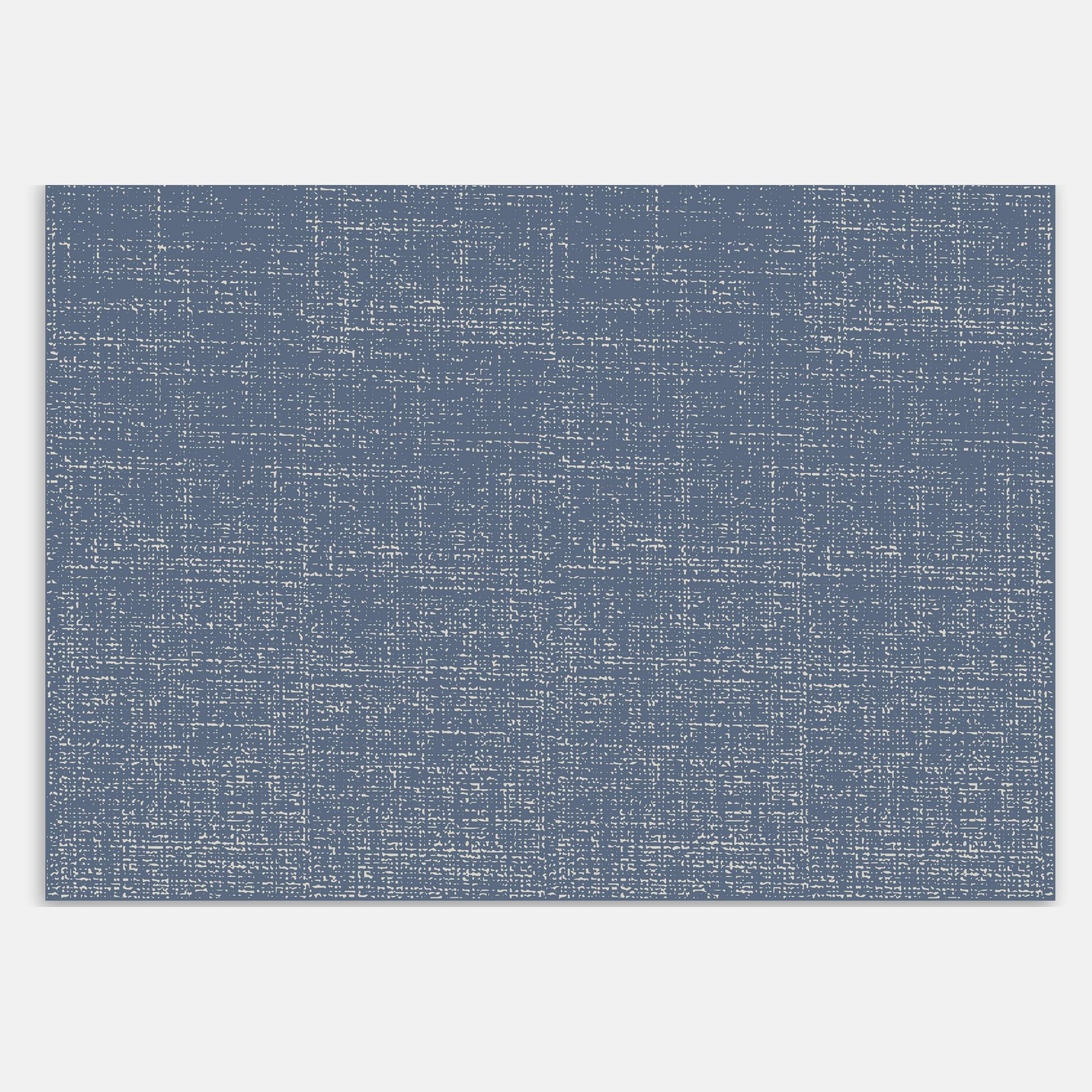 Swankymat navy blue textured design exercise mat and play mat in modern living room with beige sofa, black pendant light, and art.