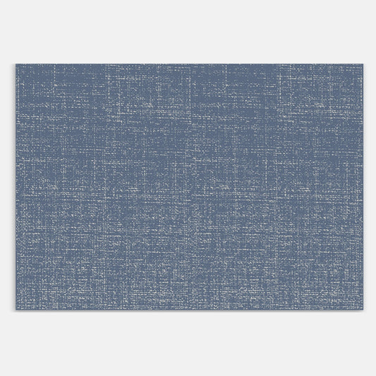 Swankymat navy blue textured design exercise mat and play mat in modern living room with beige sofa, black pendant light, and art.