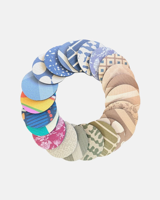 Mat swatches to try out pattern and colors at home before purchase