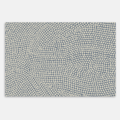 Swankymat non-toxic foam play mat and exercise mat with blue dot pattern, perfect for living rooms, playrooms, and home workouts.