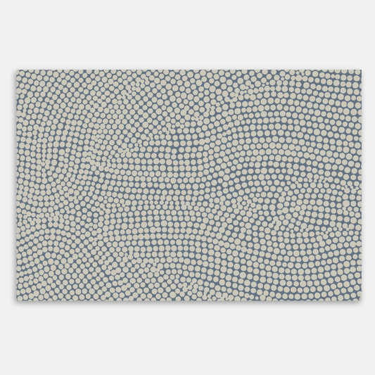 Swankymat non-toxic foam play mat and exercise mat with blue dot pattern, perfect for living rooms, playrooms, and home workouts.
