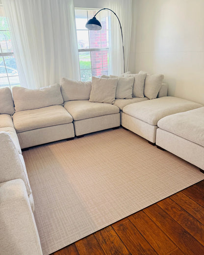 Sloane Dust Swankymat — non-toxic exercise, yoga, and play mat in neutral dust crosshatch linen-like pattern