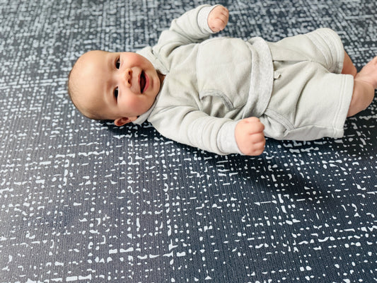 Swankymat Speckle Navy non-toxic eco-friendly exercise mat and play mat closeup modern speckle detail